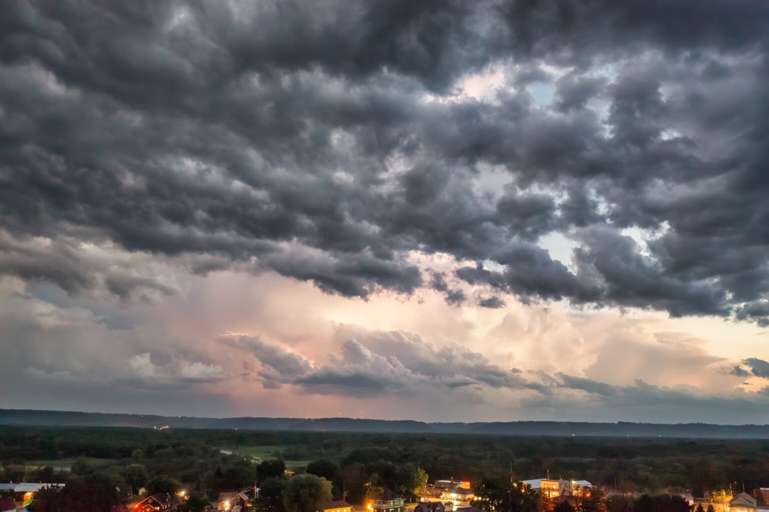 dramatic storm clouds at dusk