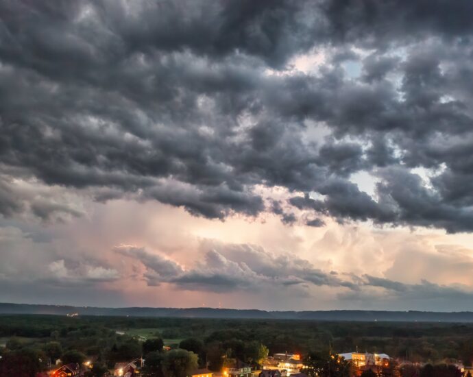 dramatic storm clouds at dusk